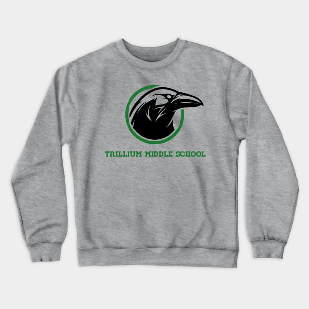 Trillium Middle School Green Crewneck Sweatshirt by fableillustration